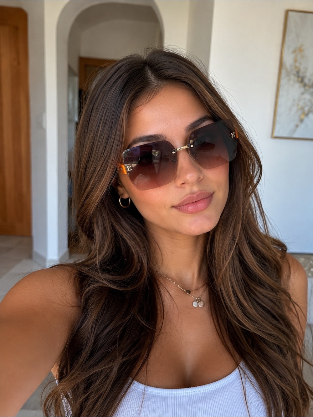 Brown Gradient Oversized Women's Sunglasses - Unknown Brand